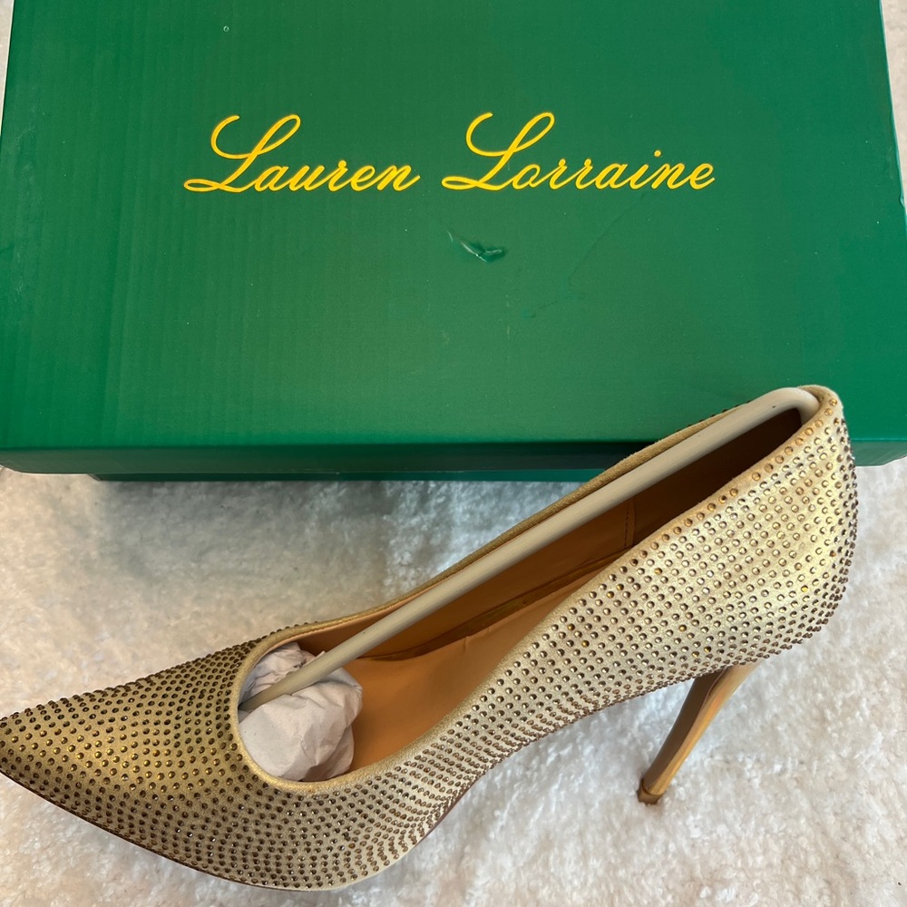 Lauren Lorraine Gold Rhinestone Heels